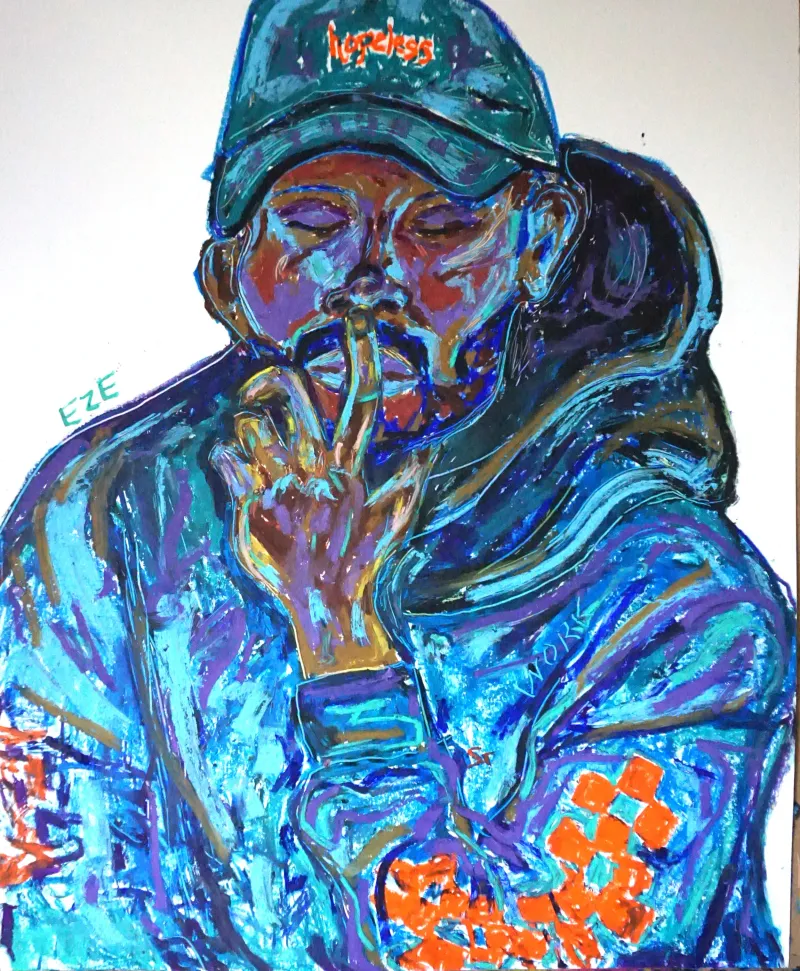 Eze, 2017, oil pastel on bristol board, 24 x 19 inches (Copy)
